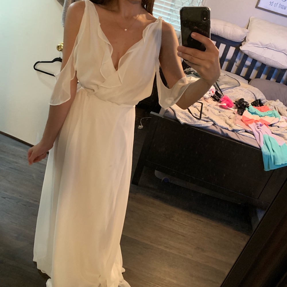 White wrap maxi dress with slit